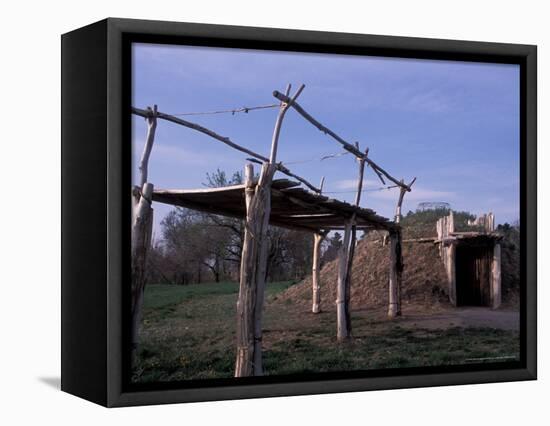 On-A-Slant Indian Village, Fort Abrham, Lincoln State Park, North Dakota, USA-Connie Ricca-Framed Stretched Canvas