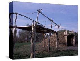 On-A-Slant Indian Village, Fort Abrham, Lincoln State Park, North Dakota, USA-Connie Ricca-Stretched Canvas