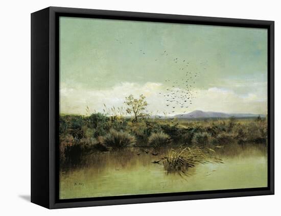 On Banks of Ofanto-Giuseppe De Nittis-Framed Stretched Canvas