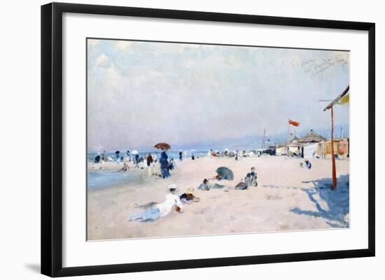 On Beach at Viareggio-Francesco Vinea-Framed Giclee Print