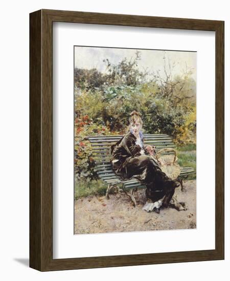 On Bench in Bois, Hyde Park, 1872-Giovanni Boldini-Framed Giclee Print