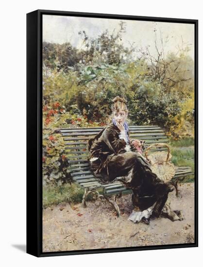 On Bench in Bois, Hyde Park, 1872-Giovanni Boldini-Framed Stretched Canvas