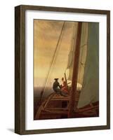 On Board a Sailing Ship, 1819 (Oil on Canvas)-Caspar David Friedrich-Framed Giclee Print