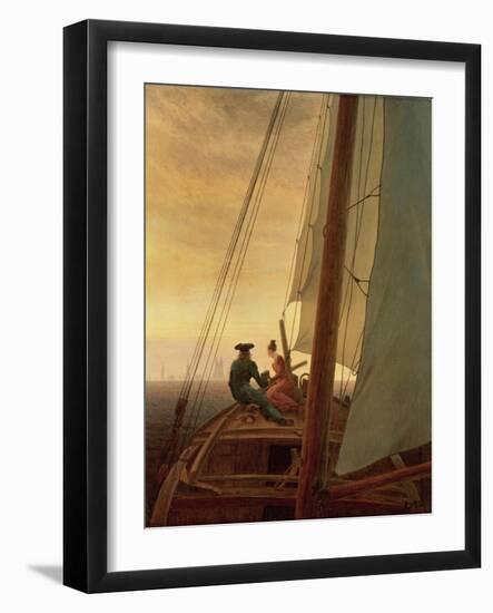 On Board a Sailing Ship, 1819 (Oil on Canvas)-Caspar David Friedrich-Framed Giclee Print