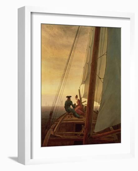 On Board a Sailing Ship, 1819 (Oil on Canvas)-Caspar David Friedrich-Framed Giclee Print