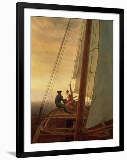 On Board a Sailing Ship, 1819 (Oil on Canvas)-Caspar David Friedrich-Framed Giclee Print