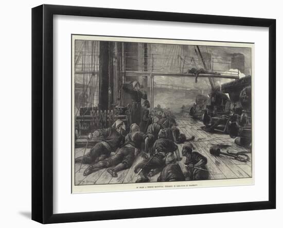 On Board a Turkish Man-Of-War Preparing to Ram, Firing by Electricity-William Heysham Overend-Framed Giclee Print