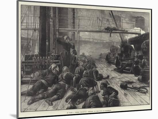 On Board a Turkish Man-Of-War Preparing to Ram, Firing by Electricity-William Heysham Overend-Mounted Giclee Print