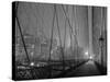 On Brooklyn Bridge by night, NYC-Michel Setboun-Stretched Canvas