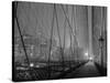 On Brooklyn Bridge by night, NYC-Michel Setboun-Stretched Canvas