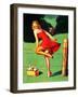 On De-Fence Pin-Up 1940S-Gil Elvgren-Framed Art Print