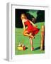 On De-Fence Pin-Up 1940S-Gil Elvgren-Framed Art Print