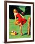 On De-Fence Pin-Up 1940S-Gil Elvgren-Framed Art Print