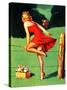 On De-Fence Pin-Up 1940S-Gil Elvgren-Stretched Canvas