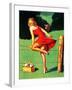 On De-Fence Pin-Up 1940S-Gil Elvgren-Framed Art Print