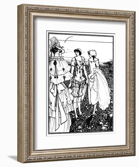 On Dieppe Beach (The Bathers)-Aubrey Beardsley-Framed Art Print