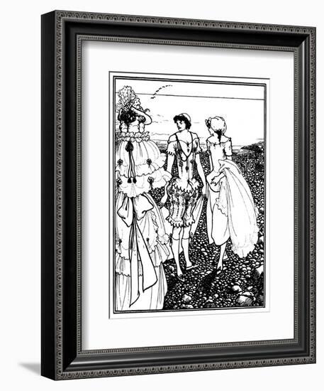 On Dieppe Beach (The Bathers)-Aubrey Beardsley-Framed Art Print