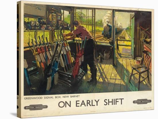 'On Early Shift', a British Railways Advertising Poster, 1948 (Colour Lithograph)-Terence Cuneo-Stretched Canvas