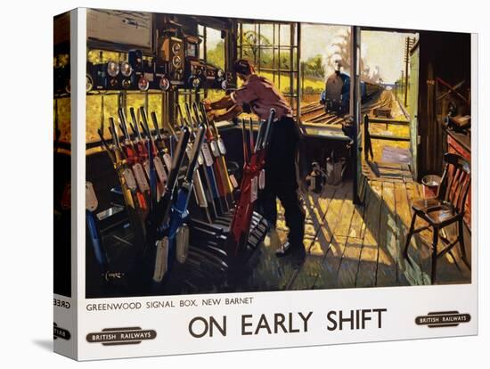 On Early Shift Railroad Advertisement Poster-Terence Tenison Cuneo-Stretched Canvas
