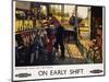 On Early Shift Railroad Advertisement Poster-Terence Tenison Cuneo-Mounted Giclee Print