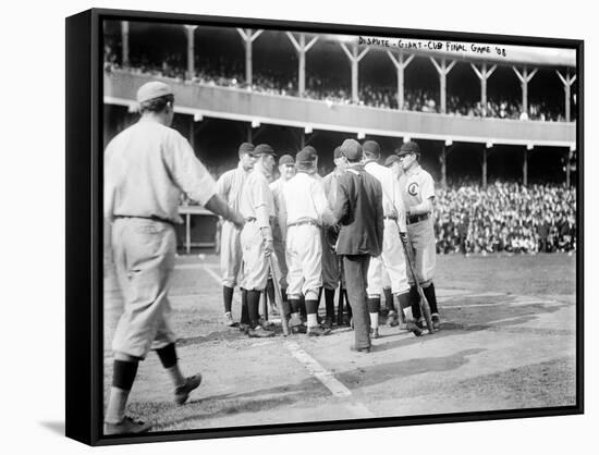 On-Field Dispute, Chicago Cubs vs. NY Giants, Baseball Photo - New York, NY-Lantern Press-Framed Stretched Canvas