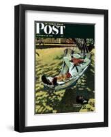 "On Leave" Saturday Evening Post Cover, September 15,1945-Norman Rockwell-Framed Giclee Print