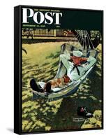 "On Leave" Saturday Evening Post Cover, September 15,1945-Norman Rockwell-Framed Stretched Canvas