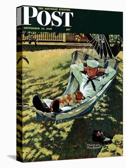 "On Leave" Saturday Evening Post Cover, September 15,1945-Norman Rockwell-Stretched Canvas