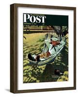 "On Leave" Saturday Evening Post Cover, September 15,1945-Norman Rockwell-Framed Giclee Print