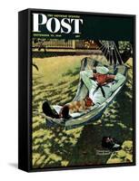 "On Leave" Saturday Evening Post Cover, September 15,1945-Norman Rockwell-Framed Stretched Canvas