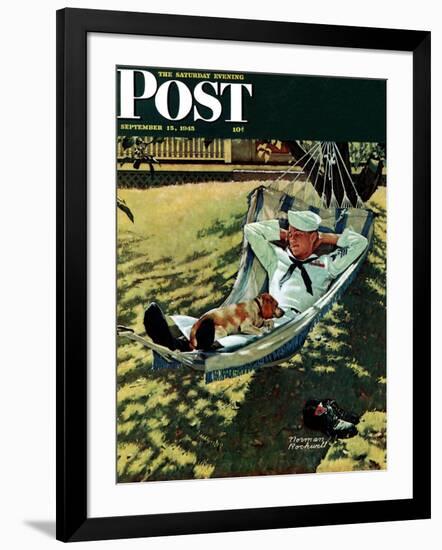 "On Leave" Saturday Evening Post Cover, September 15,1945-Norman Rockwell-Framed Premium Giclee Print