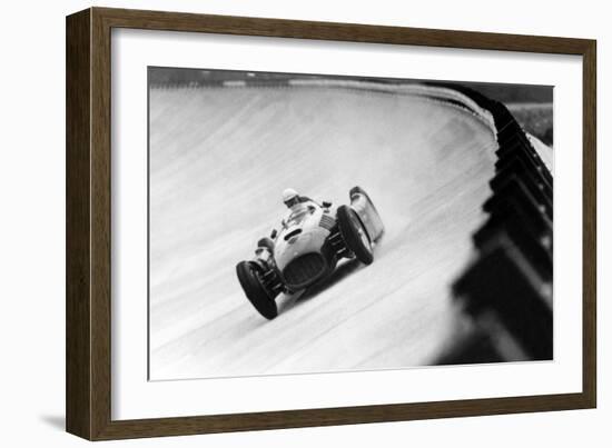 On Monza Circuit, Qualifying Round for Cars for the Grand Prix Which Take Place on Sept 2, 1955-null-Framed Photo