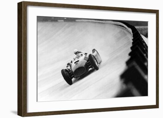 On Monza Circuit, Qualifying Round for Cars for the Grand Prix Which Take Place on Sept 2, 1955-null-Framed Photo