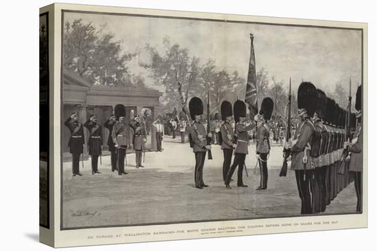 On Parade at Wellington Barracks-Charles Morel-Stretched Canvas