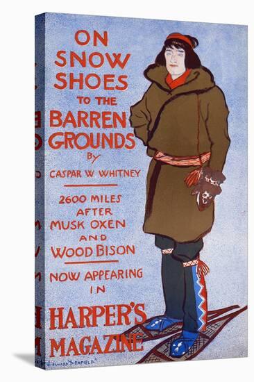 On Snow Shoes To Barren Grounds By Caspar W. Whitney. 2600 Miles After Musk Oxen And Wood Bison-Edward Penfield-Stretched Canvas