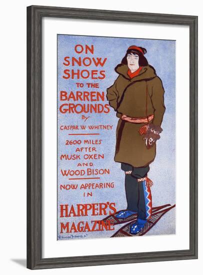 On Snow Shoes to the Barren Grounds by Caspar W. Whitney. 2600 Miles after Musk Oxen and Wood Bison-Edward Penfield-Framed Art Print