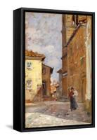 On Street in Volterra-Francesco Gioli-Framed Stretched Canvas