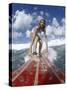 On-surfboard View of a Female Surfer-null-Stretched Canvas