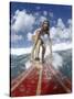 On-surfboard View of a Female Surfer-null-Stretched Canvas