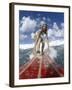 On-surfboard View of a Female Surfer-null-Framed Premium Photographic Print