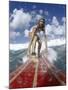 On-surfboard View of a Female Surfer-null-Mounted Premium Photographic Print