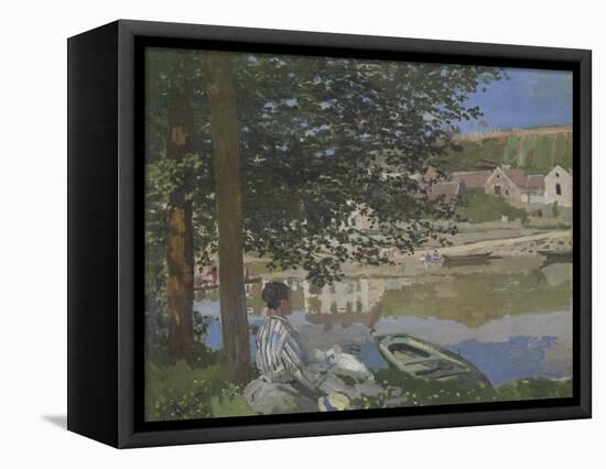 On the Bank of the Seine, Bennecourt, 1868-Claude Monet-Framed Stretched Canvas