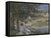 On the Bank of the Seine, Bennecourt, 1868-Claude Monet-Framed Stretched Canvas