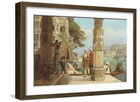 On the Banks of the River Ganges-Francois Halkett-Framed Giclee Print