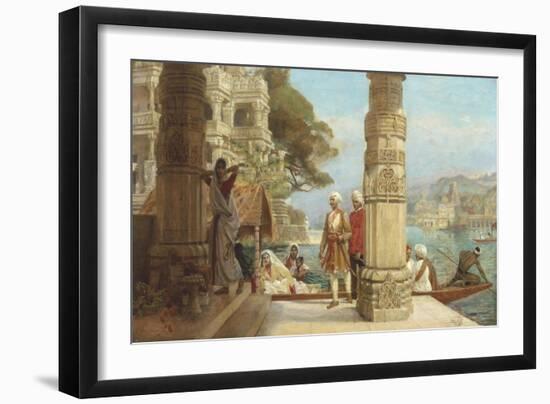 On the Banks of the River Ganges-Francois Halkett-Framed Giclee Print