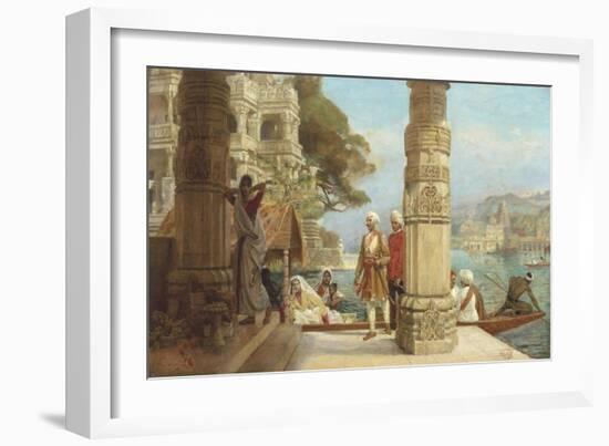 On the Banks of the River Ganges-Francois Halkett-Framed Giclee Print