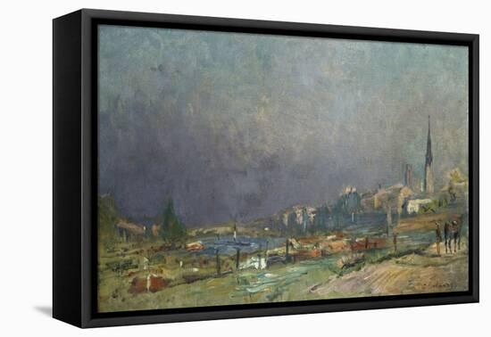 On the Banks of the River-Eugène Boudin-Framed Stretched Canvas