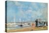 On the Beach, 1863 (W/C and Pastel on Paper)-Eugène Boudin-Stretched Canvas