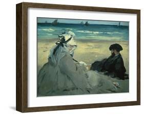 On the Beach. 1873-Edouard Manet-Framed Giclee Print