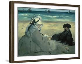 On the Beach. 1873-Edouard Manet-Framed Giclee Print